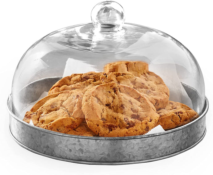 Glass Domed Serving Plate for Cookies and Baked Goods